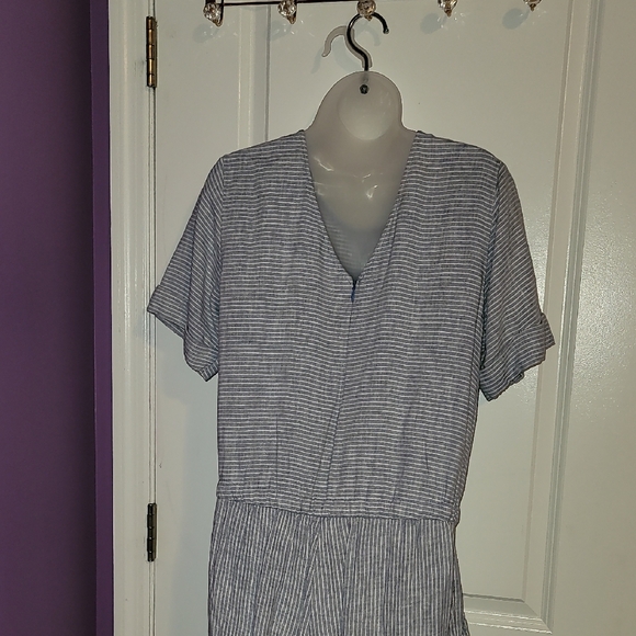Old Navy Blue and White Striped Jumpsuit Sz: L - Picture 7 of 9